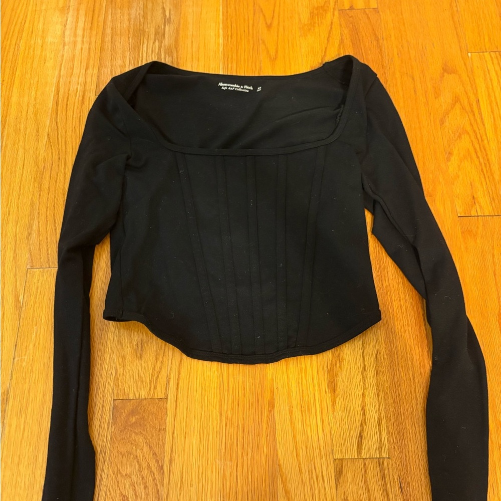 Abercrombie & Fitch Black Long Sleeve Crop Top